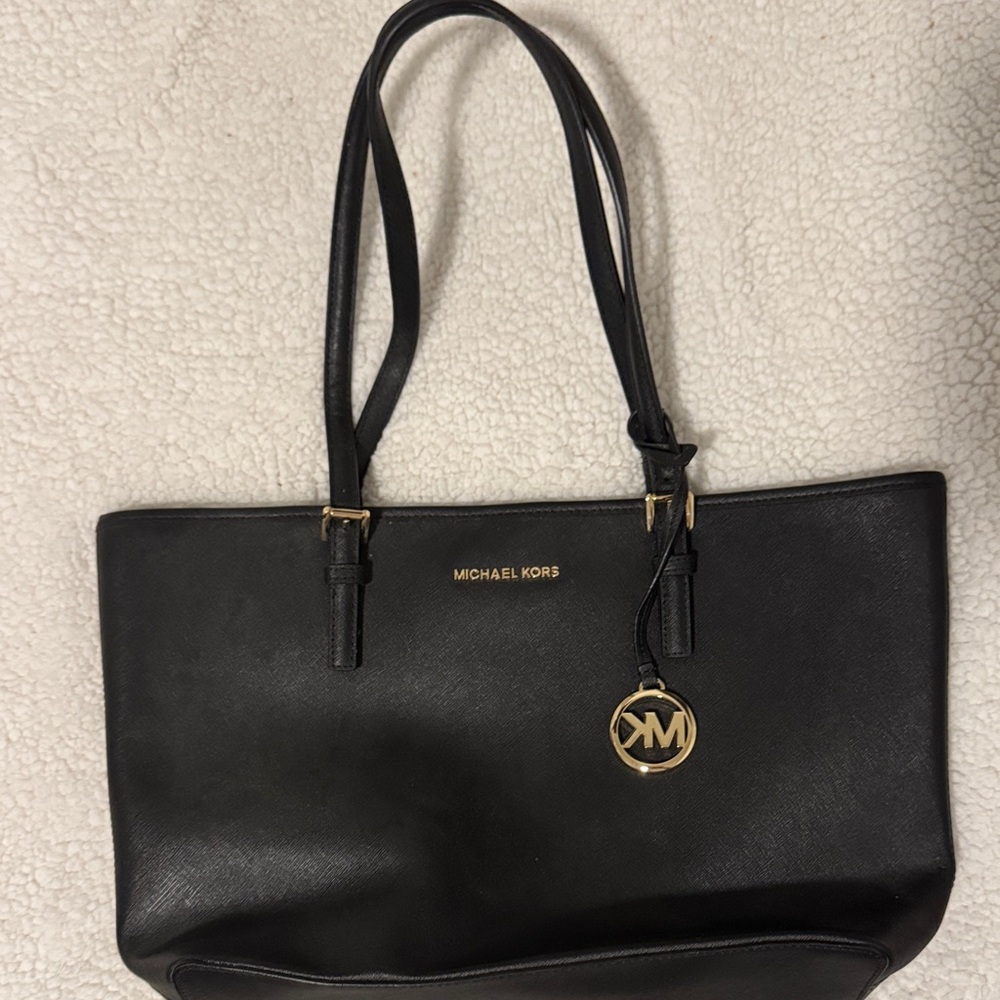 Michael Kors Black Tote with Gold Details